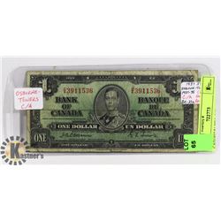CANADIAN 1937 $1 BILL OSBOURNE TOWERS
