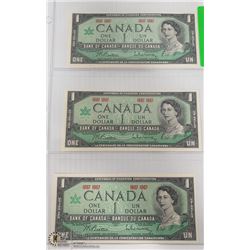 1967 CANADIAN $1 BILL X3 - 1967-1967 SERIAL