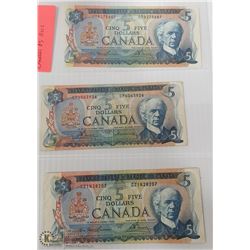 MISCUT $5 BILLS ERROR CANADA 1972