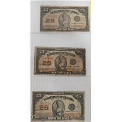 CANADIAN 1923 SHIN PLASTERS X3