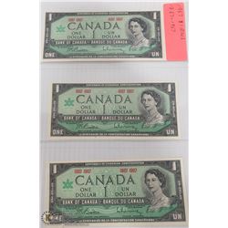 1967 CANADIAN $1 BILL X3 - 1967-1967 SERIAL