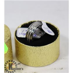 NEW STAINLESS STEEL RING SIZE 12 IN GOLD TONE BOX