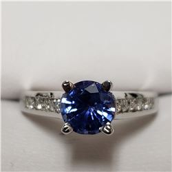 95) 14KT WHITE GOLD SAPPHIRE & DIAMOND RING.