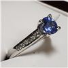 Image 2 : 95) 14KT WHITE GOLD SAPPHIRE & DIAMOND RING.