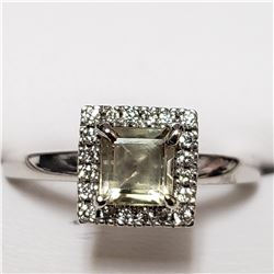 93) 14KT WHITE GOLD ZULTANITE & DIAMOND RING.SIZE6
