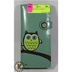 NEW GREEN OWL SHAGWEAR WALLET