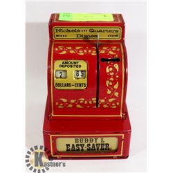 VINTAGE CASH REGISTER TIN BANK WITH CONTENTS