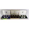 Image 1 : LOT OF 3 COIN SETS IN VELVET CASES