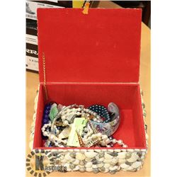 ESTATE SEA SHELL CHEST FULL OF JEWELLERY