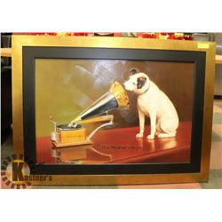 HIS MASTERS VOICE FRAMED PICTURE 45 X 33