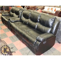 BLACK LEATHER RECLINING LOVE SEAT AND COUCH SET