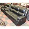 Image 1 : BLACK LEATHER RECLINING LOVE SEAT AND COUCH SET