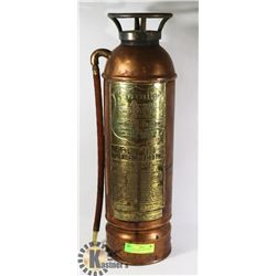 ANTIQUE COPPER & BRASS FIRE EXTINGUISHER