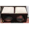 Image 1 : 2 MICROFIBRE TOPPED STOOLS WITH WOOD SIDE CUTOUTS