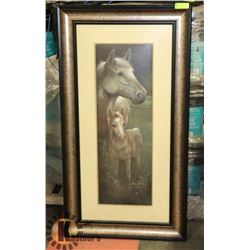 MARE WITH COLT PICTURE SIGNED BY ARTIST 27 X 49