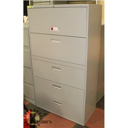 NEW GREY 5 DRAWER FILING CABINET