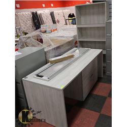 NEW LIGHT WOOD TONE 6FT SHELF WITH MATCHING DESK