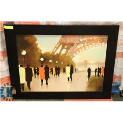 LARGE DARK WOOD FRAMED ARTWORK PARIS