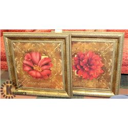 PAIR OF FLOWER ART PICTURES BOTH 26 X 27