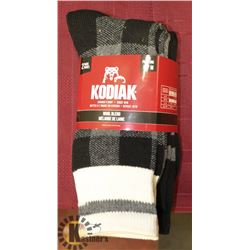 2PK OF KODIAK WOOL BLEND SOCKS; SIZE M/M