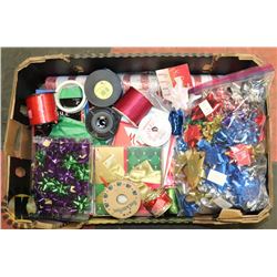 LOT OF CHRISTMAS PAPER BOWLS, RIBBON CARDS