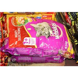 TWO 9.1KG BAGS OF WHISKAS MEATY SELECTIONS CAT FOOD