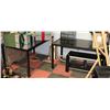 Image 1 : LOT OF 2 BLACK METAL GLASS TOP KITCHEN TABLES