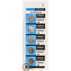 PACK OF 5 NEW CR2032 LITHIUM BATTERIES