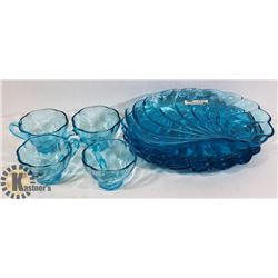 TURQUOISE SHELL SNACK SERVING SET WITH CUPS