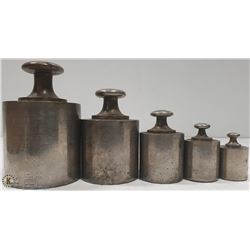 LOT OF 5 BRASS WEIGHTS