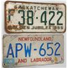 Image 1 : PAIR OF VINTAGE SASKATCHEWAN & NEWFOUNDLAND