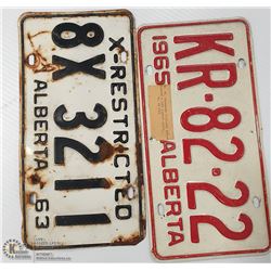 VINTAGE PAIR OF ALBERTA LICENSE PLATE 1963 & 1965
