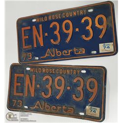 VINTAGE PAIR OF ALBERTA LICENSE PLATES 1973