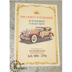 23" X 16" 1970'S KLONDIKE DAYS CAR SHOW POSTER RTC