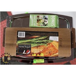 SET OF 7 NEW CEDAR GRILLING PLANKS PLUS COCKTAIL