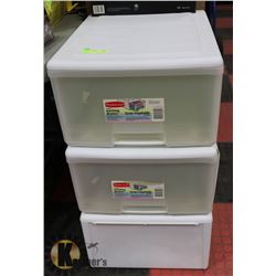 3 RUBBERMAID JUMBO STORAGE BOXES