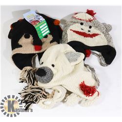 LOT OF 3 ANIMAL FACE TOQUES