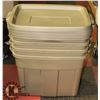Image 1 : SET OF 4 BEIGE RUBBERMAID STORAGE BINS