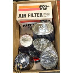BOX OF K&N, AIRAID AIR FILTERS