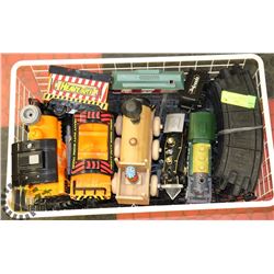 FLAT OF TRAINS ,TRACK AND STATIONHOUSE