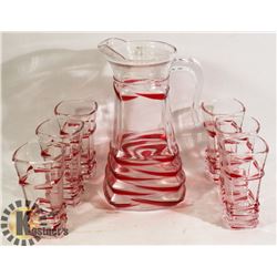 NEW 7PC ART GLASS DECANTER AND GLASS SET