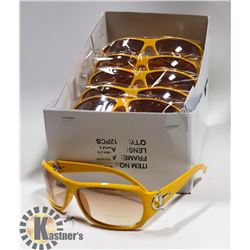 BOX OF DESIGNER YELLOW SUNGLASSES