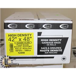 CASE OF 100 42" X 48" CLEAR GARBAGE BAGS