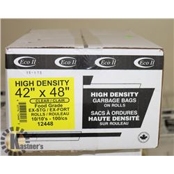CASE OF 100 42" X 48" CLEAR GARBAGE BAGS