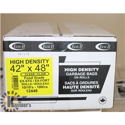 CASE OF 100 42" X 48" CLEAR GARBAGE BAGS