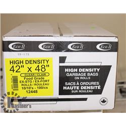 CASE OF 100 42" X 48" CLEAR GARBAGE BAGS
