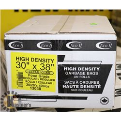 CASE OF 400 NEW 30X38 CLEAR GARBAGE BAGS