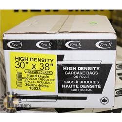 CASE OF 400 NEW 30X38 CLEAR GARBAGE BAGS