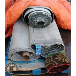 LARGE LOT OF CARPET ROLL ENDS, TARP NOT INCLUDED