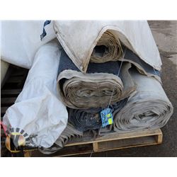 LARGE LOT OF CARPET ROLL ENDS, TARP NOT INCLUDED